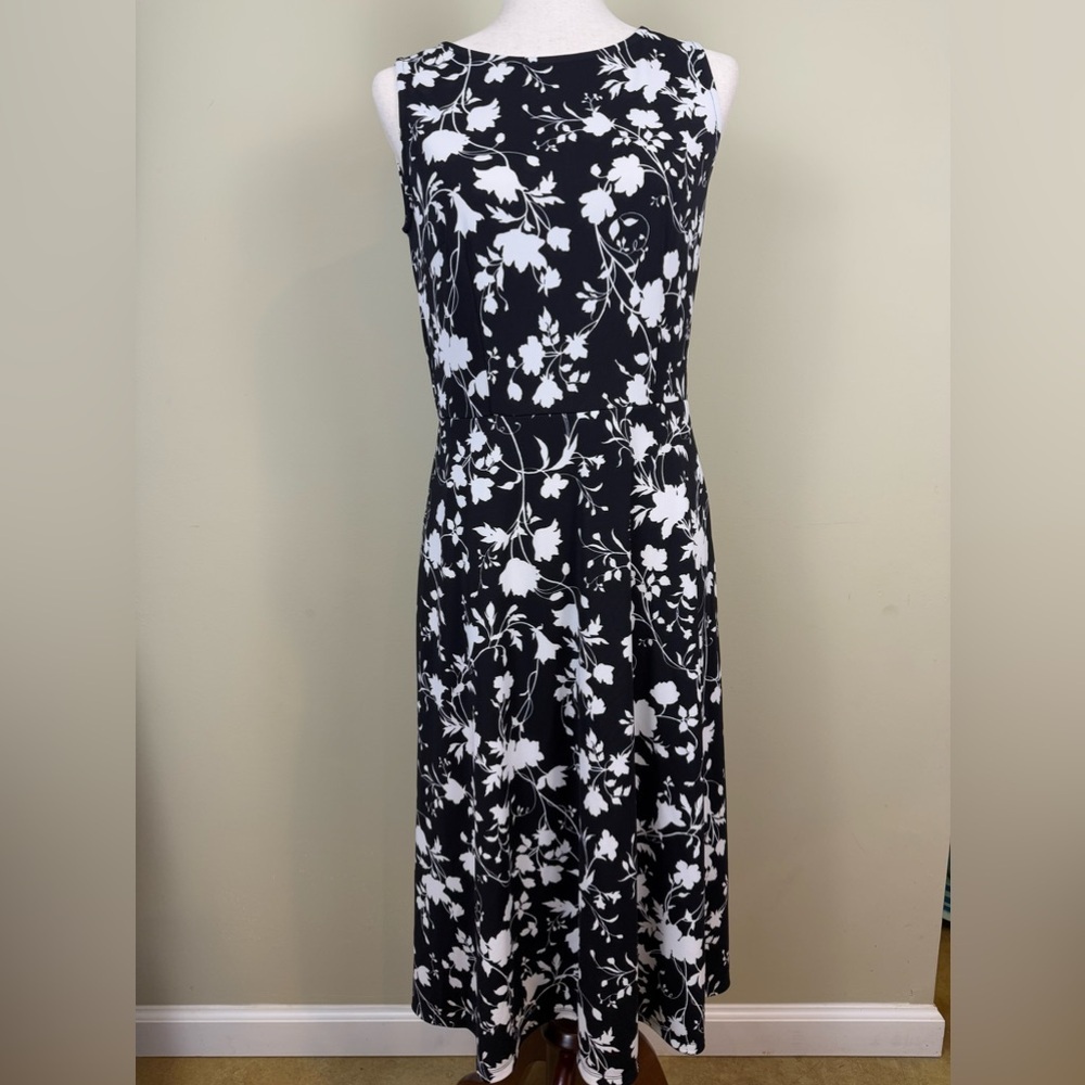 Talbots black and white sleeveless tank dress spandex blend preowned size small